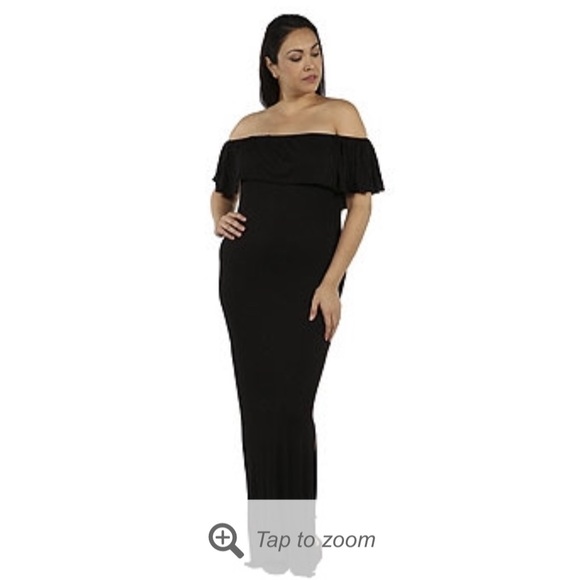 24/7 Comfort Apparel Dresses & Skirts - Off-Shoulder Bodycon Maxi Dress